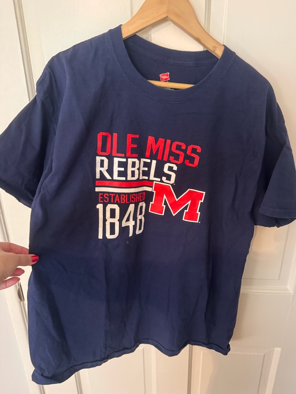 Hanes Navy Ole Miss Rebels Graphic Tee with Red & White Logo